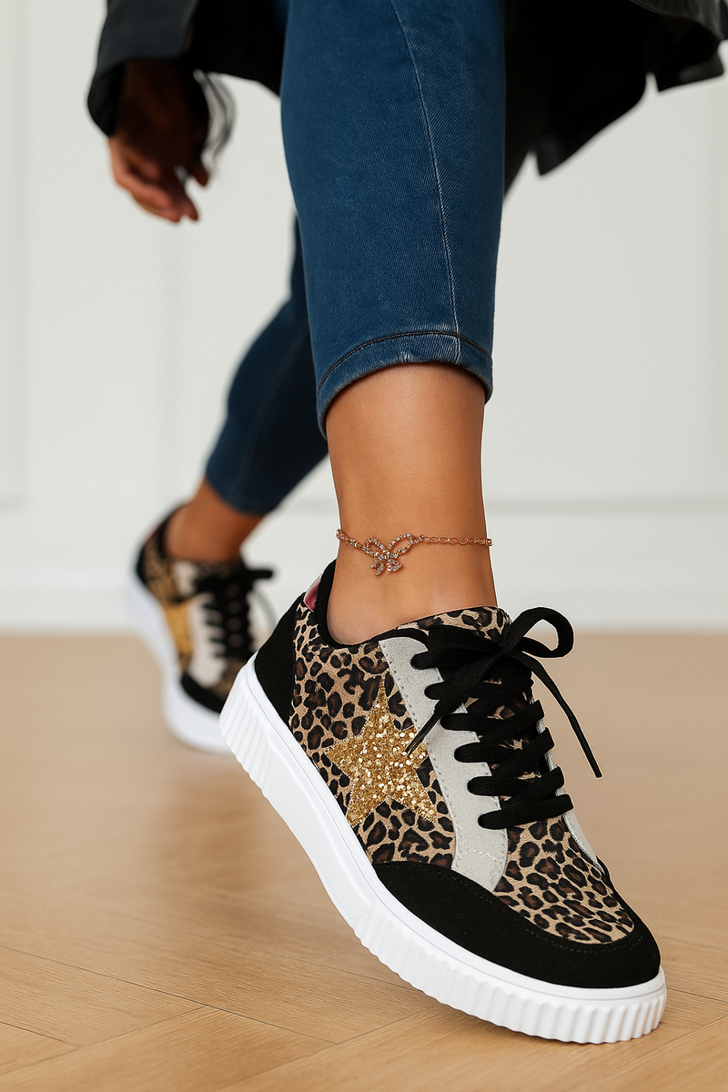 Baskets léopard mode femme paillettes tendance